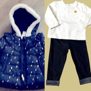 Little Me - Toddler’s Jacket, Leggings, Long sleeve top  .Size 9-12 months NWT